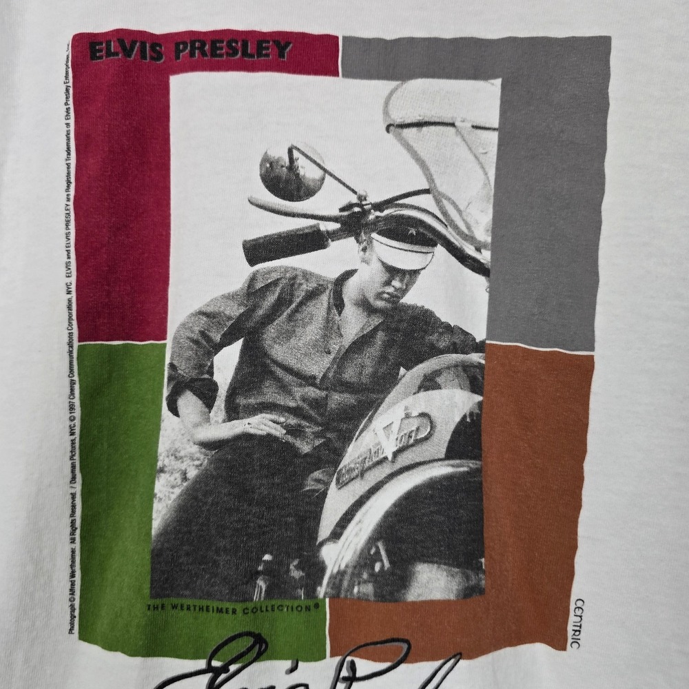 1997 Elvis Presley Motorcycle T-Shirt Mens Large Vintage 90s Graphic Tee USA - Picture 5 of 8